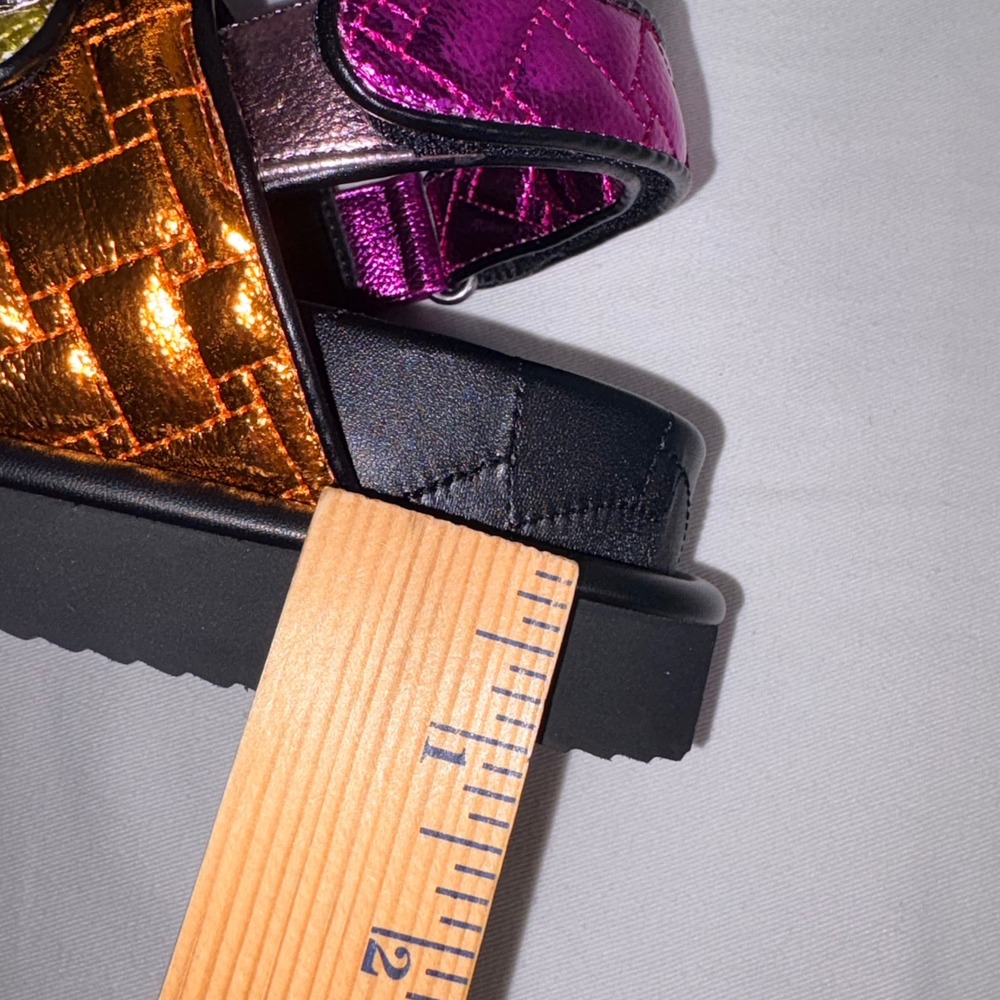 Kurt Geiger Orson Sandals size 9 EU 40 Multicolor Metallic Rainbow Eagle Head - Picture 5 of 8